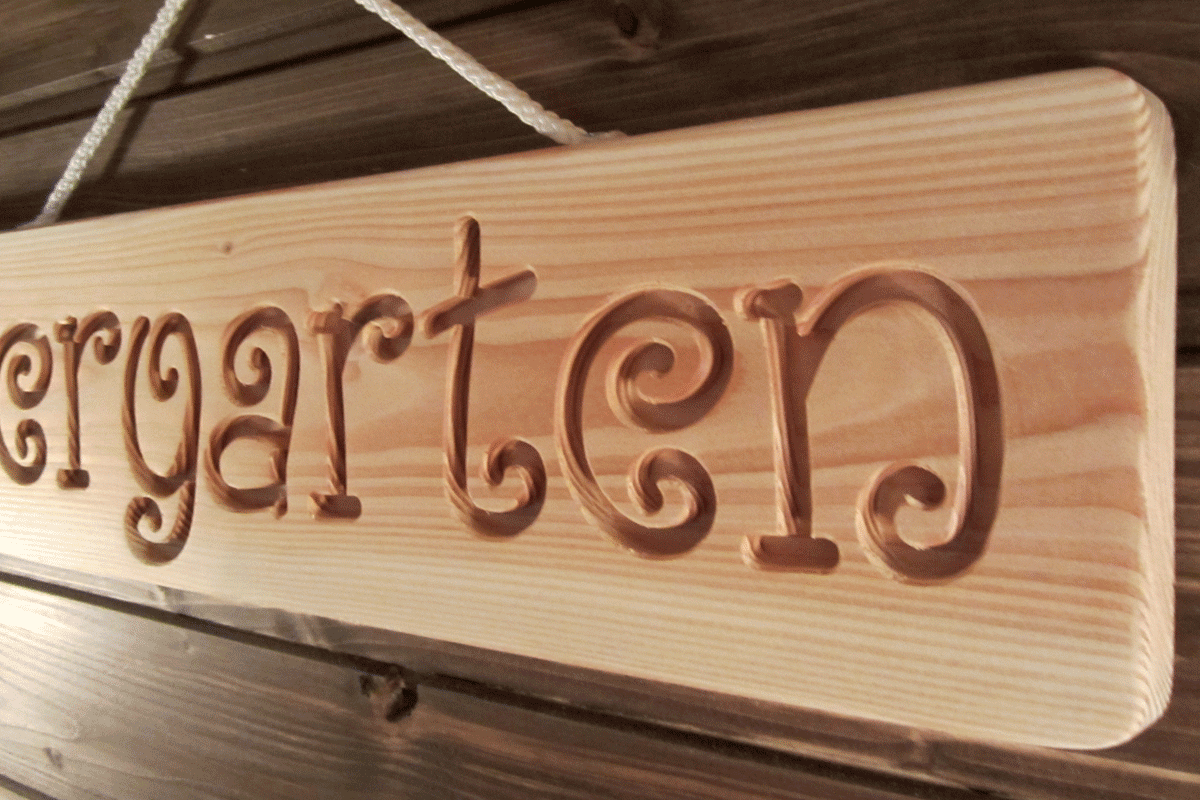 Biergarten Holz Dekoschild, massiv, gefräste Gravur, Geschenkidee